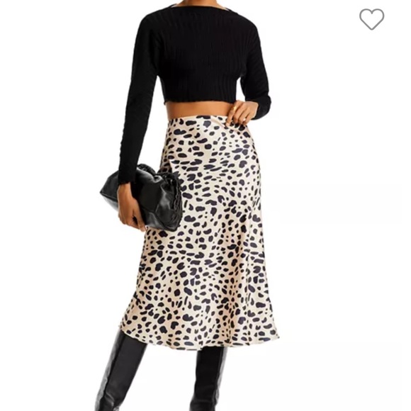 Aqua Satin-effect Leopard Midi Skirt - Picture 1 of 4